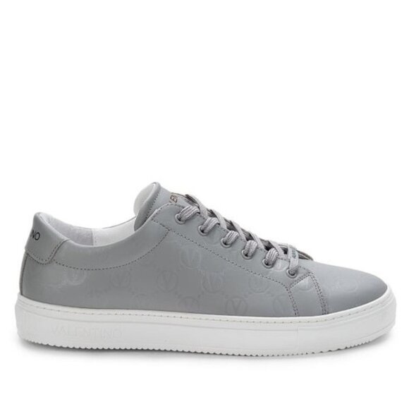 VALENTINO BY MARIO VALENTINO Jimmy Logo gray Leather lace up Sneaker men 11 - Picture 1 of 16